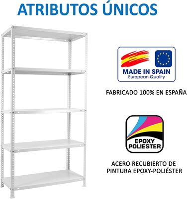 Стелаж SimonRack для важких умов експлуатації, металевий стелаж 200x100x50, підвальний стелаж, вантажопідйомність 100 кг, 5 полиць, білий - Comfort