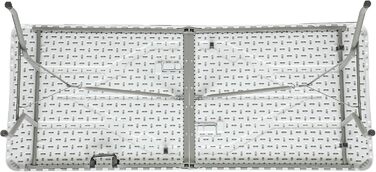 Складаний стіл з ручкою для перенесення, водонепроникний садовий стіл, складний кемпінговий стіл, складний набір для пивного саду, фуршетний стіл для вечірок на свіжому повітрі, пляжних барбекю, 180 x 75 x 74 см, білий