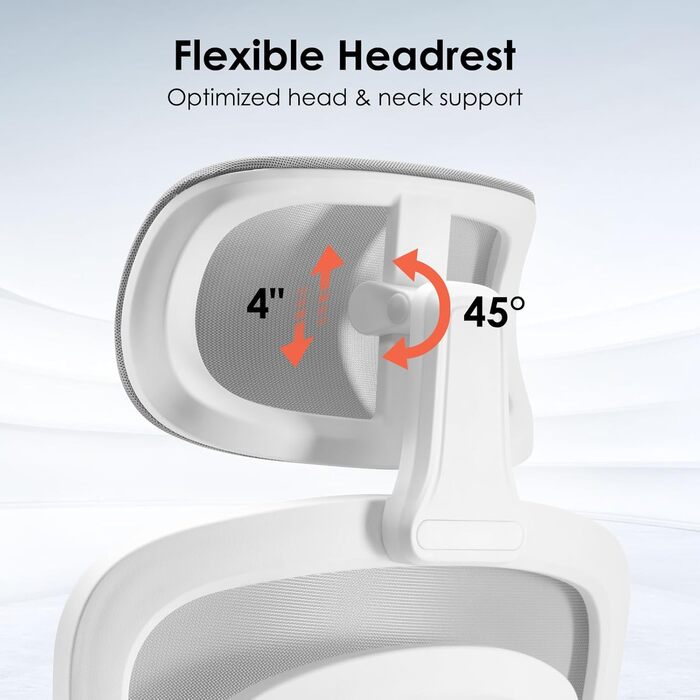 Ергономічне офісне крісло Farini, комп&39ютерне крісло з колесами, письмове крісло для комфортного домашнього офісу, крісло керівника з регульованою висотою та підголівником, сірий/білий 1680-сірий/білий з підголівником