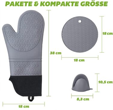 Рукавички для духовки Тримачі для духовки Рукавички для випічки Силікон Набір кухонних рукавичок термостійкий 230C- 2 рукавички дл