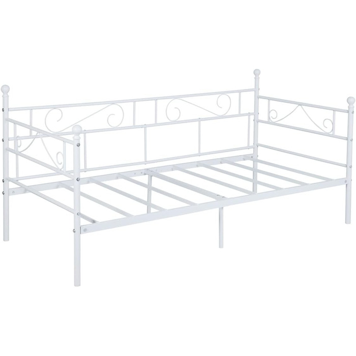 Каркас ліжка-кушетки 90x200 см, металеве водонепроникне сімейне ліжко, гостьове ліжко, металеве ліжко, дитяче ліжко, односпальне ліжко, диван-ліжко, підходить для спальні-вітальні, білий колір 90 x 200 см