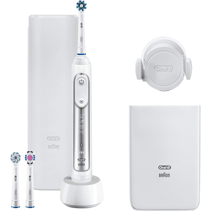 Електричні зубні щітки Oral-B 8200W ротаційні/осцилюючі білі, сріблясті