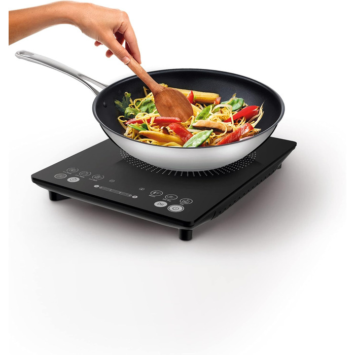 Повсякденна тонка індукційна плита Tefal IH2108 300 - 2100 Вт 6 програм приготування Цифровий дисплей Таймер чорний Slim Unique