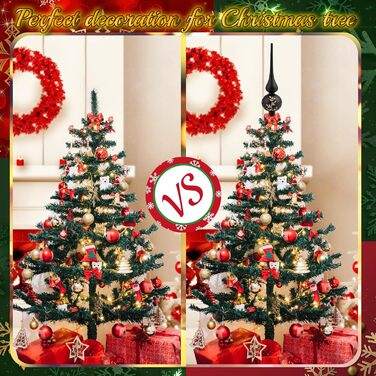 Скляна новорічна верхівка для ялинки 26 см чорна-золотиска Hukermoon