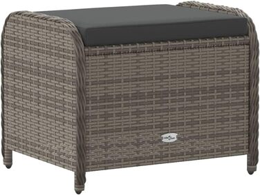 Табурет садовий з подушкою сірий 58x46x46 см Poly Rattan,365734