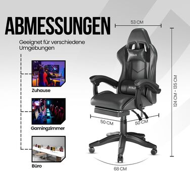Ігрове крісло Avalo - Ергономічне офісне крісло, регульоване - Ігрове крісло - Чорне