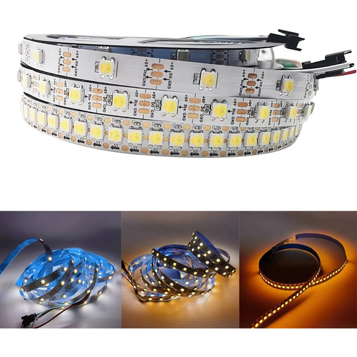 Світлодіодна стрічка Vrabocry SK6812 WWA Pixel 5M 5V 30 60 144 LEDs/M Програмована адресна одиночна WS2812B тепла біла біла бурштинова стрічка (5M 60LED на метр)