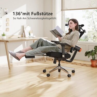 Ергономічне офісне крісло Newtral MAGICH-PRO з підставкою для ніг, ергономічне робоче крісло з динамічним підголівником та поперековою опорою, ергономічне офісне крісло 150 кг (MAGICH PRO з підставкою для ніг, чорний) Чорний MAGICH PRO з підставкою для ні