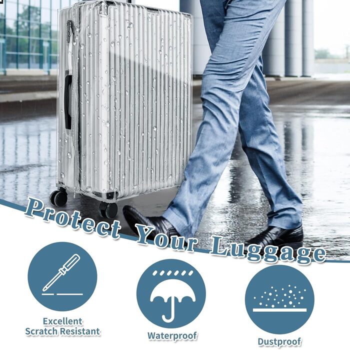 Чохол для валізи Yotako 28 дюймів, захисний чохол для валізи із застібкою-блискавкою, водонепроникний захисний чохол для валізи з ПВХ, прозорий захисний чохол для валізи, покращений чохол для багажу на блискавці (28 дюймів), 28-дюймовий Hyaline