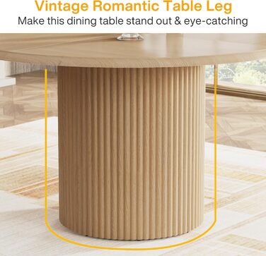 Круглий обідній стіл Tribesigns для 4 осіб, обідній стіл 120 см з металевою основою, круглі сучасні обідні столи, кухонний стіл для їдальні, кухні, вітальні (лише стіл)