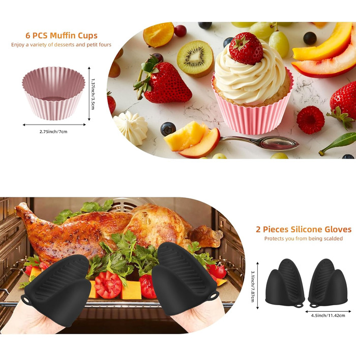 Аксесуари для фритюрниці Фритюрниці для Tefal 5,2 л/3,1 л, Tower T17099, Lakeland 5 л/3 л, Salter 5,5 л/3,5 л, NETTA 9 л, силіконові вставки для фритюрниці для Tefal Easy Fry та аксесуари для гриля