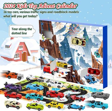 Адвент-календар Goffii Pull Back Car Toy, 16 інерційних машинок