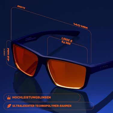 Ігрові окуляри livho Titan з захистом від синього світла для чоловіків, UV400, фільтр для захисту очей від напруження при роботі за комп'ютером, темно-сині