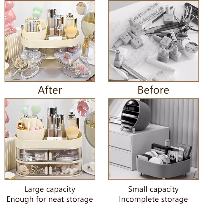 Органайзер для макіяжу, органайзер для косметики з шухлядами, зберігання косметики для догляду за шкірою, краси, ванної кімнати, туалетного столика, спальні, туалетного столика, шухляди з подвійними дверцятами