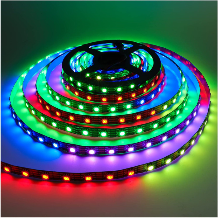 Світлодіодна стрічка Tesfish 12V WS2815, 5 м RGB двосигнальна світлодіодна піксельна стрічка SMD 5050 300 світлодіодів IP30 повнокольорова програмована світлодіодна стрічка з індивідуальною адресацією для DIY, рекламного декору 12V WS2815 300 світлодіодів