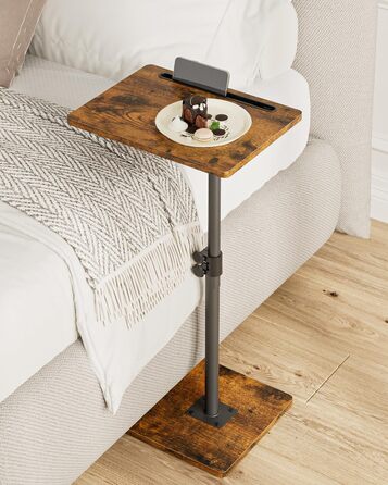 С-подібний журнальний столик, обертовий на 360, невеликий, регульований по висоті диванний столик, 40x30x(45-81) см, дерев&39яний журнальний столик/столик для ноутбука для спальні, вітальні, офісу (колір рустик-коричневий)