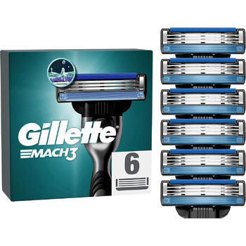 Леза Gillette Mach3 для бритв, 6 змінних лез для вологих бритв чоловічі з 3 лезами