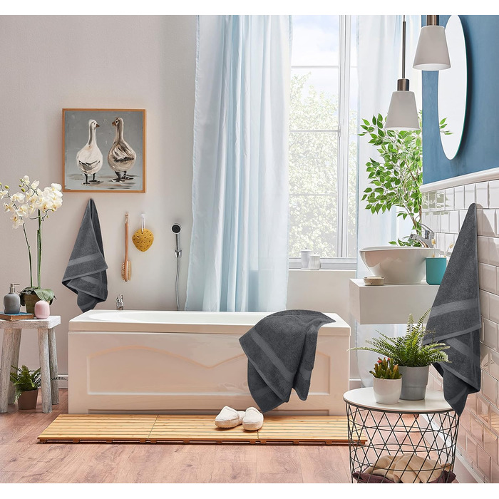 Рушники Utopia - набір бавовняних рушників з 8 предметів з вішалкою - 2 банних рушники, 2 рушники для рук та 4 мочалки - (сірий)