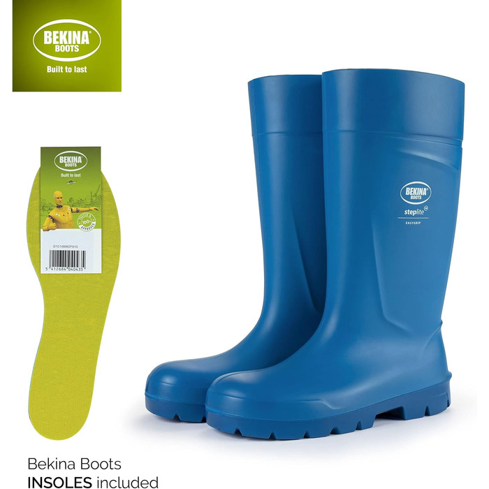 Захисні черевики Bekina Steplite Easygrip S4 для чоловіків та жінок зі сталевим підноском, нековзні робочі черевики, стійкі до хімічних мийних засобів, для харчової промисловості, ізолюючі, сині EU 42 EU Сині зі сталевим підноском