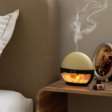 Соляна лампа з ароматичним дифузором SALUBRITO, дифузор з гімалайської солі для ефірних олій, ультразвуковий ароматерапевтичний дифузор для ароматичних олій, дифузор зволожувача для домашнього офісу йоги
