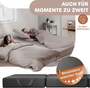 Розкладний матрац KESSER 75 x 195 x 15 см Гостьовий матрац, що складається в 3 сторони, у вигляді пуфа для ніг Розкладний матрац з пінопласту 25 кг/м Надзвичайно товстий 15 см Дихаючий Знімний чохол, що прається, включаючи сумку для перенесення в кемпінгу