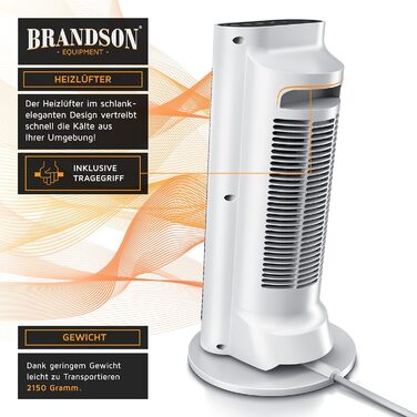 Тепловентилятор потужністю 2000 Вт - Великий та потужний - з пультом дистанційного керування - Лауреат премії 2025 року - Енергозберігаючий та тихий - з термостатом та коливальною системою - Ванна кімната, Дитяча кімната, Вітальня D Білий Тип 2