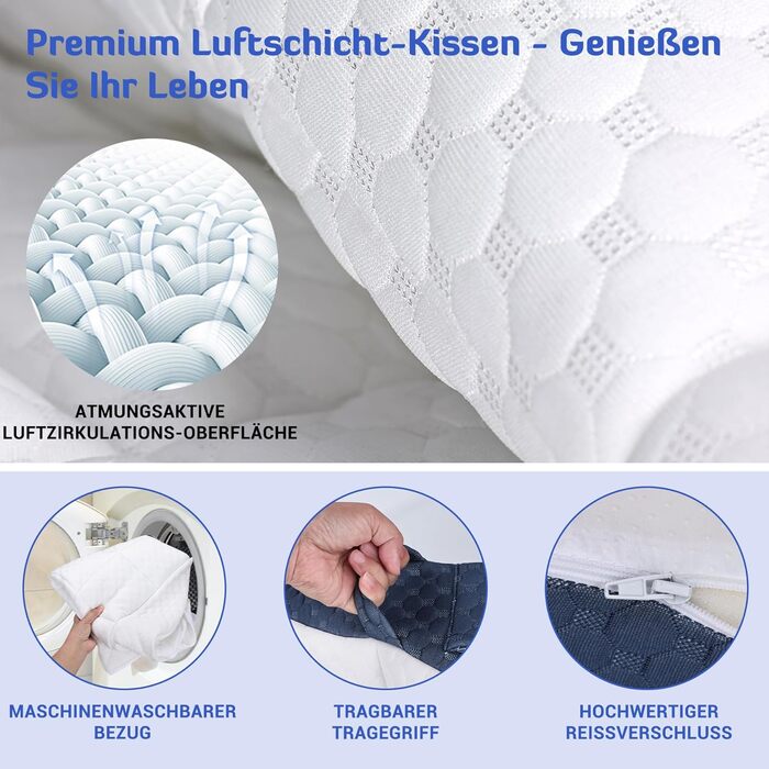 Універсальна клиноподібна подушка INFANZIA для ліжка та дивана - подушка для читання з піни з ефектом пам&39яті - ергономічна клиноподібна подушка для ліжка від рефлюксного апное сну, ідеальна подушка для спини для підтримки спини під час гри (білий/синій