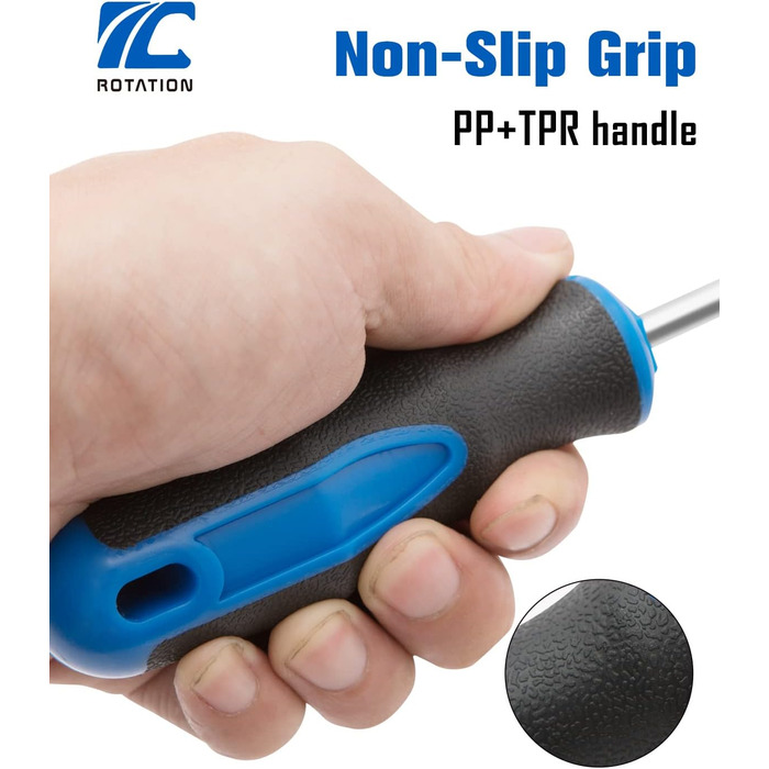 Набір викруток ROTATION 6 предметів з магнітними наконечниками 3 хрестові та 3 плоскі викрутки, професійна ручка-подушка 6-частинний набір ручного інструменту, синій