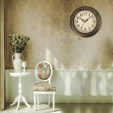 Настінний годинник Plumeet Classic 25см Тихий настінний ретро годинник без цокання для вітальні - спальні - на батарейках (ретро)