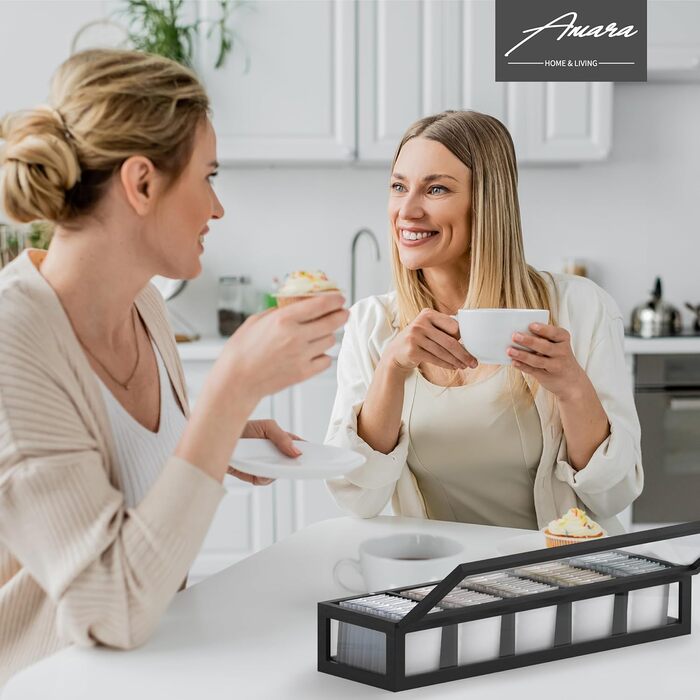 Органайзер для чайних пакетиків Amara Home & Living для шухляди, шафи, кухні та комори (на 75 чайних пакетиків) - Прозорі чайні коробки для зберігання - Коробка для зберігання як чайна скриня, контейнер для чаю та чайна полиця