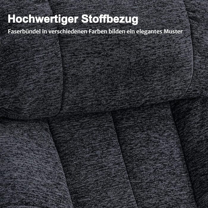 Крісло-реклайнер з підніжкою, обертове крісло для телевізора з функцією відкидання, сучасне крісло для телевізора для вітальні, з подушкою та бічною кишенею, 9066 (тканина, темно-сірий) темно-сіра тканина