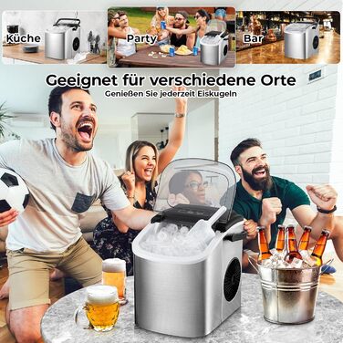 Машина для виробництва кубиків льоду, льодогенератор з нержавіючої сталі, 9 кубиків льоду за 6 хвилин, 12 кг/24 години, 2 розміри кубиків льоду, тихі машини для льоду з портативною ручкою та самоочищенням, для кухні, офісу, бару та вечірки