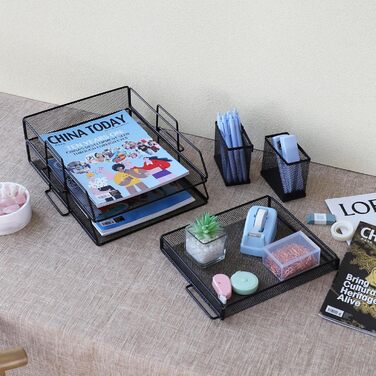 Ярусний лоток для листів, лоток для документів на робочому столі, лоток для паперу, органайзер для робочого столу, лоток для паперу, папка для документів, A4, тримач для документів для дому, офісу, школи 34,5 x 25,5 x 16,9 см, 2-