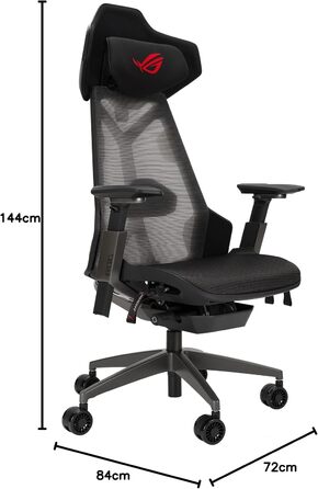 Ігрове крісло ASUS ROG Destrier Ergo (ергономічне ігрове крісло, підлокітники з поворотом на 360 для мобільних ігор, акустична панель, алюмінієвий каркас, повітропроникна сітка, регульована поперекова опора та підголівник) ROG Destrier Ergo Black