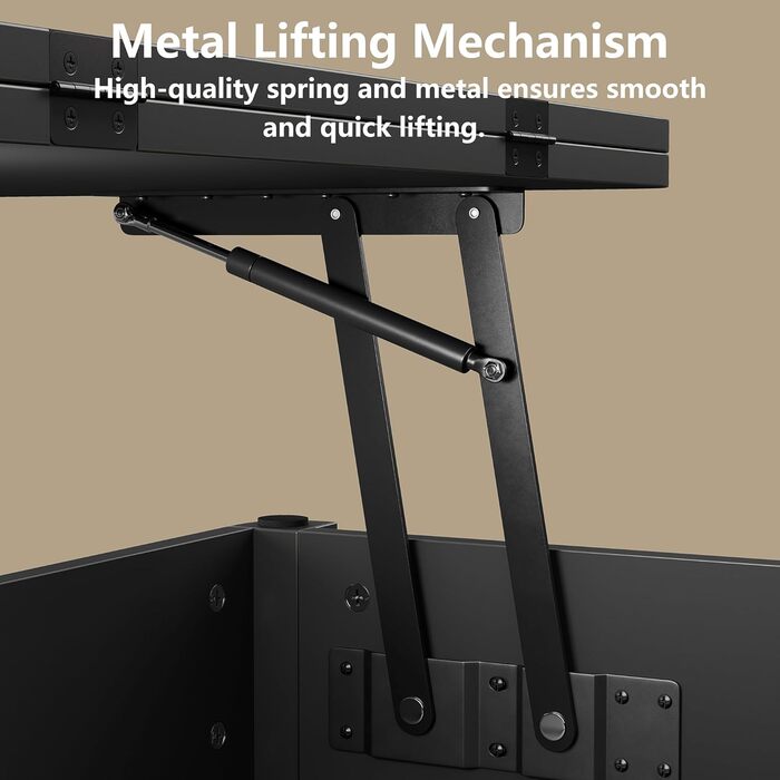 Регульований по висоті журнальний столик з шухлядами та потайним відділенням, стіл для вітальні, що трансформується в обідній стіл, чорний