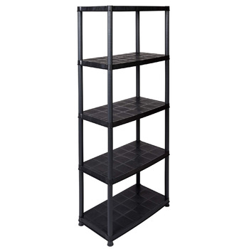 Суперпропозиція Пластиковий стелаж з 5 полицями та вантажопідйомністю 30 кг на полицю (загалом 150 кг), який можна розділити на полиці 32 завдяки модульній конструкції, а також додатковим кришкам та ніжкам.