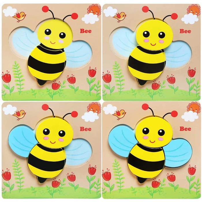 Дерев&39яний пазл, дерев&39яна іграшка Afufu від 1 2 3 років, 4 елементи, дерев&39яний пазл Монтессорі іграшка для малюка, тварина