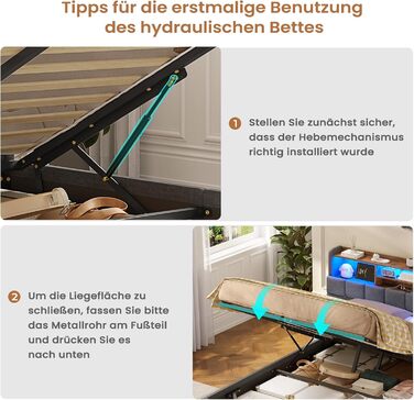 М&39яке ліжко 140200 см Гідравлічне ліжко з відсіком для зберігання речей та світлодіодним освітленням Дитяче ліжко з портами USB та Type-C Двоспальне ліжко Каркас ліжка з дерев&39яними ламелями, лляна тканина, без матраца (Темно-сірий, 140x200 см) 140x20