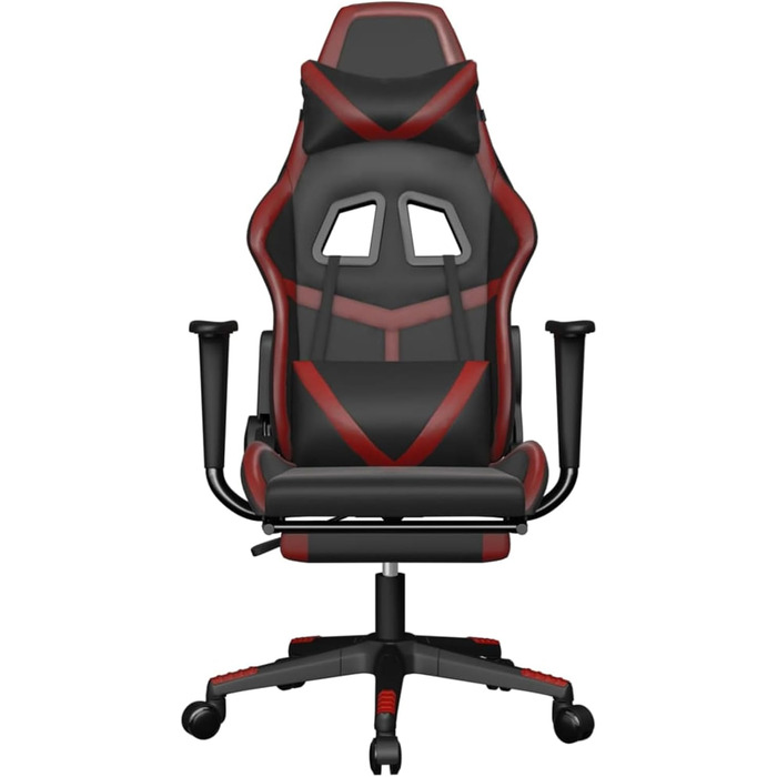 Геймерське крісло з масажем та підставкою для ніг, чорна/бордова штучна шкіра, модель 345441