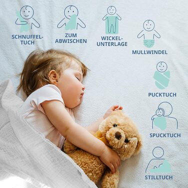 Муслінові пелюшки MAKIAN 10 шт. , 80x80 см, перевірено Oeko-TEX Standard 100, 10 пелюшок від відрижки преміум якості - пелюшки з п