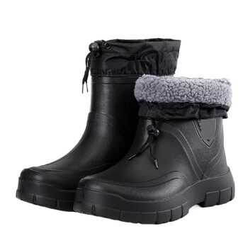 Чоловічі гумові чоботи, гумові чоботи середньої висоти, водонепроникні, робочі чоботи, рибальські чоботи, чоловічі гумові черевики, теплі, чорний оксамит, розмір 42 EU