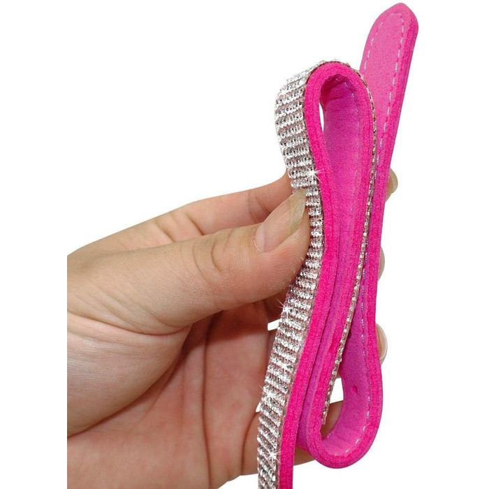 М'який ошийник з замші для собак та котів, інкрустований стразами (чорний, розмір S) з повідцем у комплекті