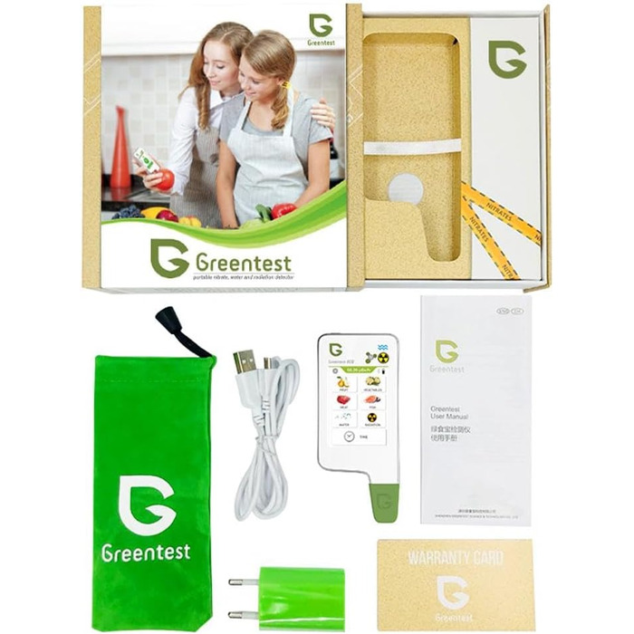 Цифровий тестер харчової нітрату, вимірювач, TDS твердість, аналізатор PPM, дозиметр для овочів, фруктів, м'яса, риби, води, радіації, підтримує кілька мов ECO4F Білий/розкішний сад, 6