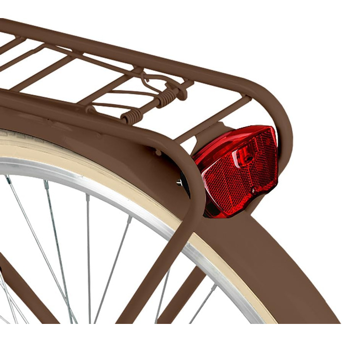 Жіночий міський велосипед MILORD Comfort з металевим кошиком, вінтажний, голландський, 26 дюймів, 28 дюймів, 7 швидкостей, коричнево-кремові шини, 28 дюймів