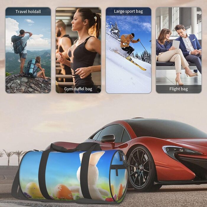 Велика спортивна сумка-мішок для подорожей Великдень, міцна, чорна, універсальний розмір