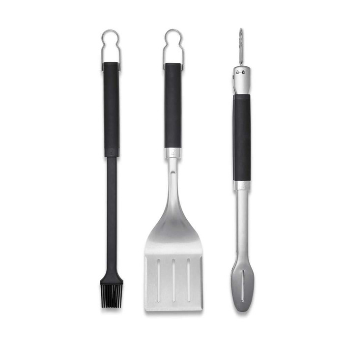 Набір аксесуарів для гриля Weber Premium, 3 предмети, нержавіюча сталь (щипці, лопатка, пензель), зі зручними ручками, підходить для посудомийних машин Сріблястий (6764)
