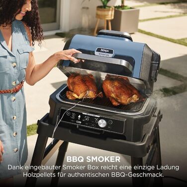 Електричний BBQ-гриль-смокер Ninja Woodfire Pro Connect XL, синій/чорний