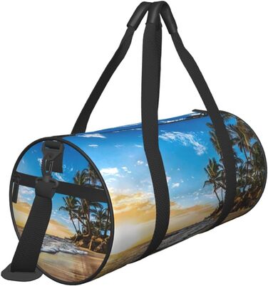 Спортивна сумка, дорожня сумка, пляжна сумка, принт Захід сонця, ландшафтний малюнок, сумка на нічліг, чорна, універсальний розмір, сумка для подорожей