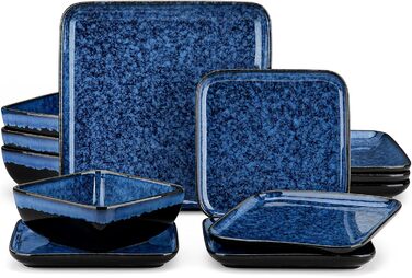 Столовий сервіз квадратний посуд з реактивною глазур'ю посуд 12 предметів посуд з кераміки набір посуду з обідньою тарілкою, десер