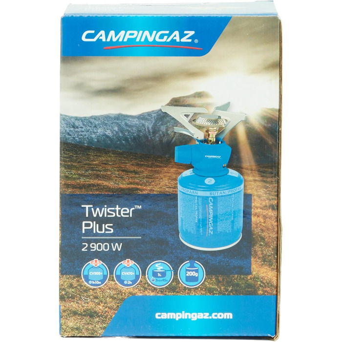 Кемпінгова плита Campingaz Twister Plus газова плита на 1 конфорку для кемпінгу, фестивалів, походів невеликий розмір упаковки в тому числі пластикова коробка для зручного транспортування